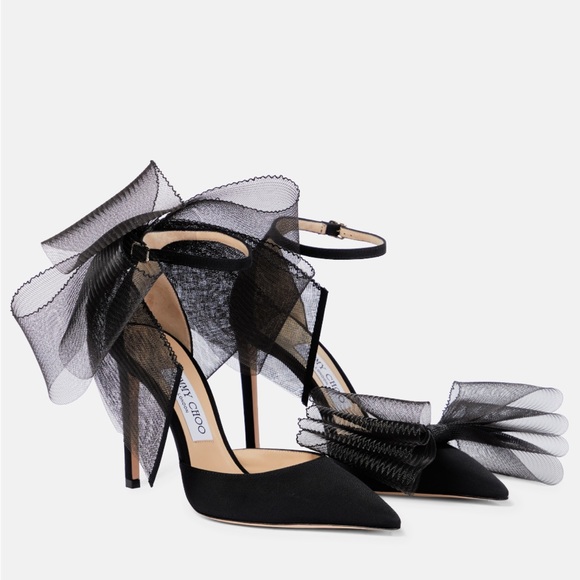 NWT Jimmy Choo Averly 100 black bow trimmed pumps - Picture 1 of 3